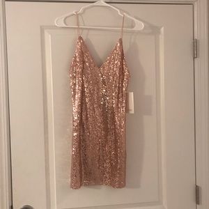 TOBI Gold Sparkly Slim Fit Dress